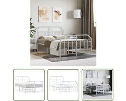 vidaXL Metalen Bedframe - Klassieke Bedframe - Bedframe met hoofd- en voeteneinde metaal wit 120x200 cm - Bedframe Wit - Staal Bedframe - Bedframe 120x200
