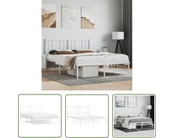 vidaXL Metalen Bedframe - Klassieke Bedframe - Bedframe met hoofdbord metaal wit 160x200 cm - Staal Bedframe - Bedframe Met Opbergruimte - Comfortabel Bedframe