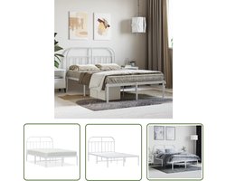 vidaXL Metalen Bedframe - Robuust Bed Frame - Bedframe met hoofdbord metaal wit 120x200 cm - Witte Bedframe - Tweepersoons Bed - Boxspring Bed