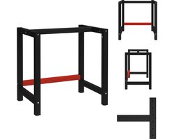 vidaXL Metalen Frame - Metalen Frames - Metalen Werkbankframe - Metalen Werkbankframes - Werkbankframe 80x57x79 cm metaal zwart en rood
