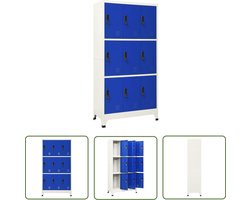 vidaXL Metalen Kast - Lockerkast - Lockerkast 90x45x180 cm staal grijs en blauw - Opbergkast - School Lockers - Kantoor Kast