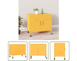 vidaXL Metalen Kast - Opslagkast - Opbergkast 60x35x56 cm staal mosterdgeel - Mustard Yellow - Staalkast - Vintage Kast