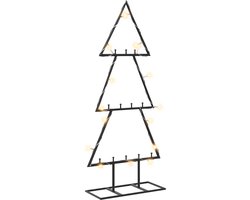 vidaXL - Metalen - kerstboom - KUOPIO - 60 - cm - Warmwit - Staal - Zwart