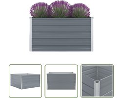 vidaXL Metalen Plantenbak - Verhoogde Plantenbak - Plantenbak verhoogd 100x100x45 cm gegalvaniseerd staal grijs - Tuinkweekbakken - Sierplanten Bakken - Buitenschilderij