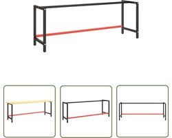 vidaXL Metalen Werkbankframe - Werkbank Frame - Werkbankframe 220x57x79 cm metaal matzwart en matrood - Werkbank Onderstel - Tweedehands Werkbank - DIY Meubels