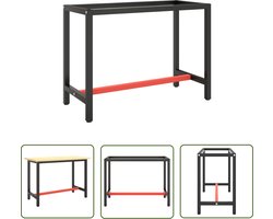 vidaXL Metalen Werkbankframe - Werkbankframe - Werkbankframe 110x50x79 cm metaal matzwart en matrood - Werkbank Onderstel - Zwarte Werkbank - Rode Werkbank