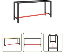 vidaXL Metalen Werkbankframe - Werkbankframe - Werkbankframe 170x50x79 cm metaal matzwart en matrood - Werkbank Onderstel - Metaal Frame - DIY
