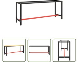 vidaXL Metalen Werkbankframe - Werkbankframe - Werkbankframe 190x50x79 cm metaal matzwart en matrood - Werkbank Onderstel - Metaal Frame - Werkplaats Meubilair