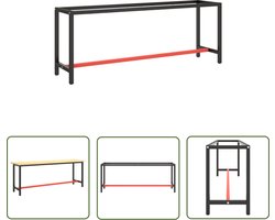 vidaXL Metalen Werkbankframe - Werkbankframe - Werkbankframe 210x50x79 cm metaal matzwart en matrood - Werkbank Onderstel - Tweedehands Werkbank - DIY