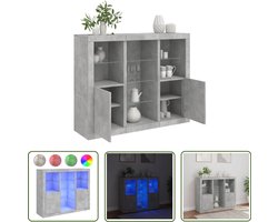 vidaXL Meubel - Dressoir - Dressoirs met LED-verlichting 3 st bewerkt hout betongrijs - Kast - Led Verlichting - Betongrijs