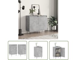 vidaXL Meubel - Dressoirs - Dressoirs 2 st 40x35x70 cm bewerkt hout betongrijs - Houten Dressoir - Beton Grijs - Vintage Dressoir