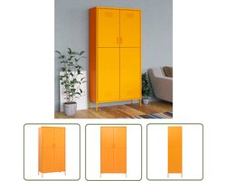 vidaXL Meubel - Kledingkast - Kledingkast 90x50x180 cm staal mosterdgeel - Staalkast - Mustard Yellow - Vintage