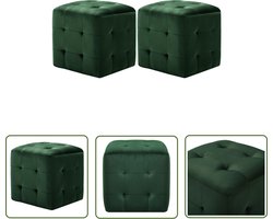 vidaXL Meubilair - Nachtkastjes - Nachtkastjes 2 st 30x30x30 cm fluweel groen - Salontafel - Vintage - Design