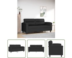 vidaXL Microfiber Bank - Tweezitsbank - Tweezitsbank 140 cm microvezelstof zwart - Zwarte Bank - Salontafel - Banksofa