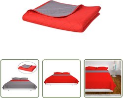 vidaXL Microfiber Bedsprei - Gequilt Bedsprei - Dubbelzijdige quilt bedsprei rood en grijs 170x210 cm - Dubbele Zijde Bedsprei - Warme Bedsprei - Rode Bedsprei