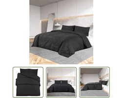 vidaXL Microfiber - Dekbedovertrek - Dekbedovertrekset lichtgewicht 135x200 cm microvezel zwart - Zwarte Bedding - Slaapcomfort - Luxe Overtrek
