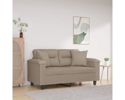 vidaXL Microfiber Sofa - Tweezitsbank - Tweezitsbank met kussens 120 cm microvezelstof taupe - Lounge Stoffen Bank - Bankstel - Fauteuils