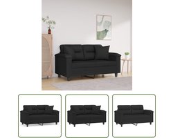 vidaXL Microfiber Sofa - Tweezitsbank - Tweezitsbank met kussens 120 cm microvezelstof zwart - Zwarte Bank - Lounge Bank - Gezellige Bank