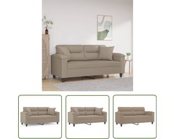 vidaXL Microvezel - Tweezitsbank - Tweezitsbank met kussens 140 cm microvezelstof taupe - Lounge Bank - Salontafel - Living Room Decoratie