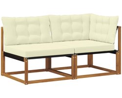 vidaXL - Midden - en - Hoek - Sofa - met - kussen - 2 - Stuk - Naturel