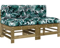 vidaXL - Middenbank - met - kussens - geïmpregneerd - grenenhout