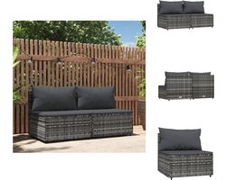 vidaXL Middenbank - Middenbanken - Middenzitting - Midden Zitplaats - Tuinmiddenbank met kussens 2 st poly rattan grijs