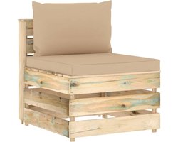 vidaXL - Middenbank - sectioneel - met - kussens - groen - geïmpregneerd - hout