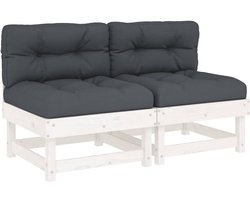 vidaXL Middenbanken - Massief Grenenhout - Set van 2 Tuinbank - Lounge Bank - Tuinset - Outdoor Furniture - Teak Tafel