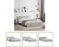 vidaXL Modern Bed - Betonnen Grijs Bedframe - Bedframe met hoofdeinde betongrijs 140x200 cm - Slaapcomfort - Boxspring Alternatief - Dubbele Bed