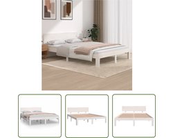 vidaXL Modern Bed Frame - Houten Bed Frame - Bedframe massief grenenhout wit 140x200 cm - Bed Frames - Grenenhout Bed Frame - King Size Bed Frame