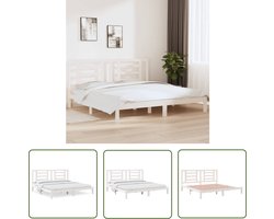 vidaXL Modern Bed - Houten Bedframe - Bedframe zonder matras massief grenenhout wit 200x200 cm - Grenenhout Bed - Wit Bed - King Size Bed