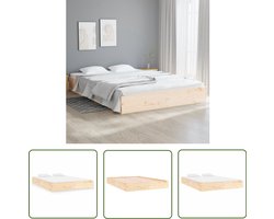 vidaXL Modern Bedframe - Houten Bedframe - Bedframe massief hout 150x200 cm - Tweepersoons Bed - Grenenhout Bed - King Size Bed