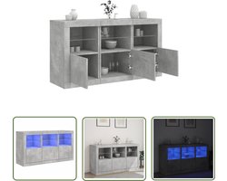 vidaXL Modern Dressoir - Dressoir - Dressoir met LED-verlichting 123x37x67 cm betongrijs - Grijze Dressoir - Houten Dressoir - Led Dressoir