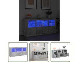 vidaXL Modern Dressoir - Dressoir - Dressoir met LED-verlichting 142,5x37x67 cm betongrijs - Beton Grijs Dressoir - Led Verlichting Dressoir - Houten Dressoir