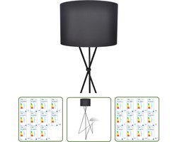 vidaXL Modern - Vloerlamp - Lampenkap voor vloerlamp met hoge standaard zwart - Industriële Lamp - Zware Basis - Staand Lamp
