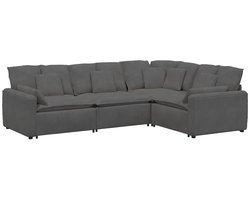 vidaXL - Modulaire - bank - met - kussens - corduroy - stof - donkergrijs