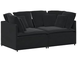 vidaXL - Modulaire - bank - met - kussens - fluweel - zwart