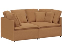 vidaXL - Modulaire - bank - met - kussens - gekrulde - wolachtige - stof - beige
