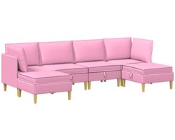 vidaXL - Modulaire - bankset - met - opslag - 6 - st - Roze - Stof