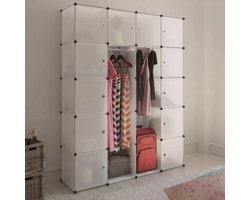 vidaXL - Modulaire - kast - met - 14 - compartimenten - wit - 37 - x - 146 - x - 180,5 - cm