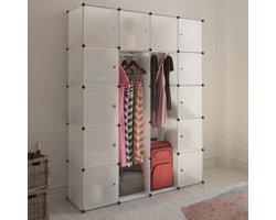 vidaXL Modulaire kast met 14 compartimenten wit 37 x 146 x 180,5 cm - Kast - Kasten - Opslagkast - Opslagkasten