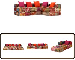 vidaXL Modulaire Patchwork Vierzitsbank Modulaire Bank - Slaapbank - Lounge Bank - Multifunctionele Bank - Patchwork Bank