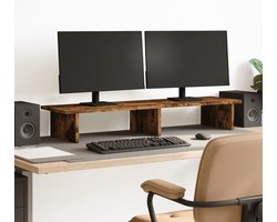 vidaXL - Monitorstandaard - 100x27x15 - cm - bewerkt - hout - gerookt - eikenkleurig