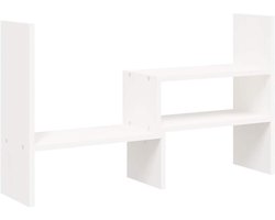 vidaXL - Monitorstandaard - (39-72)x17x43 - cm - massief - grenenhout - wit