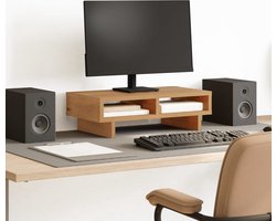 vidaXL - Monitorstandaard - 50x27x15 - cm - bewerkt - hout - artisanaal - eikenkleur