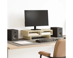 vidaXL - Monitorstandaard - 50x27x15 - cm - bewerkt - hout - sonoma - eikenkleurig