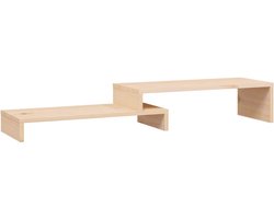 vidaXL - Monitorstandaard - (52-101)x22x14 - cm - massief - grenenhout