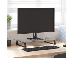 vidaXL - Monitorstandaard - 60x35x8 - cm - gehard - glas - en - metaal - zwart