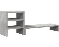 vidaXL - Monitorstandaard - met - bureau-organizer - bewerkt - hout - betongrijs