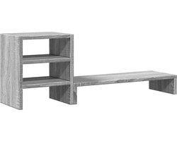 vidaXL - Monitorstandaard - met - bureau-organizer - bewerkt - hout - grijs - sonoma